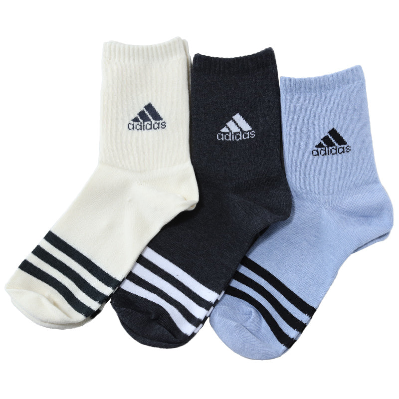 アディダス 靴下 レディース 暖かい クルー丈 ソックス 冬 厚手 adidas 3足組 23-25cm 女子 女性 冷え性 足首厚地 温かい 暖か 黒 紺 丈夫