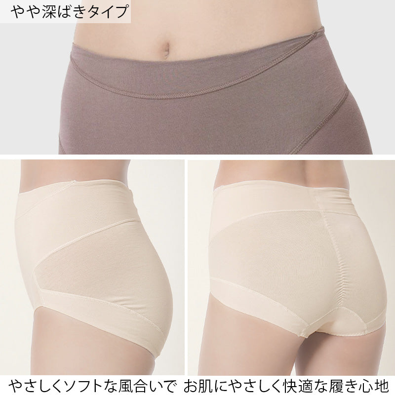 福助 満足 ショーツ お腹 引き上げ 綿混 やや深履き M~LL レディース 下着 パンツ お腹引き締め お腹押さえ インナー シンプル