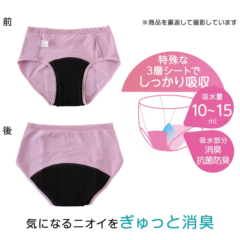 福助 満足 サニタリーショーツ 吸水 羽根つき 綿 生理用ショーツ レディース 昼用 M~LL 吸水ショーツ 生理 サニタリー ショーツ パンツ 下着 インナー 女性 (在庫限り)