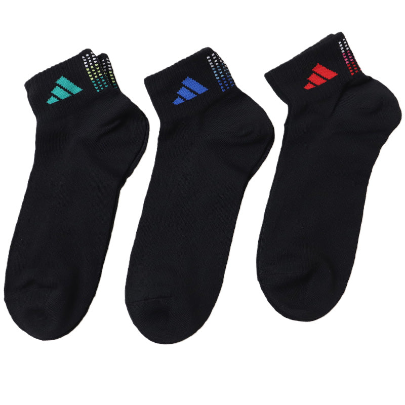 靴下 ショート ソックス メンズ 男子 adidas 3足組 24-26 26-28cm 中学生 高校生 黒 男性 くるぶし くつ下 ワンポイント 丈夫 スポーツソックス 黒 グレー 杢 (在庫限り)