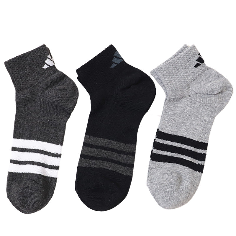 靴下 ショート ソックス メンズ 男子 adidas 3足組 24-26 26-28cm 中学生 高校生 黒 男性 くるぶし くつ下 ワンポイント 丈夫 スポーツソックス 黒 グレー 杢 (在庫限り)