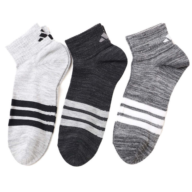 靴下 ショート ソックス メンズ 男子 adidas 3足組 24-26 26-28cm 中学生 高校生 黒 男性 くるぶし くつ下 ワンポイント 丈夫 スポーツソックス 黒 グレー 杢 (在庫限り)