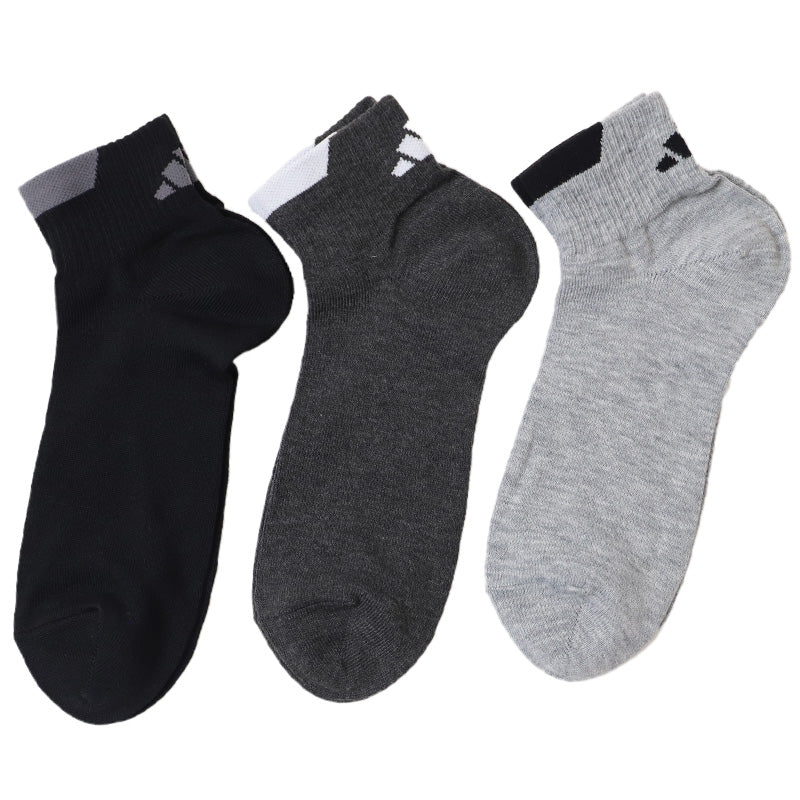靴下 ショート ソックス メンズ 男子 adidas 3足組 24-26 26-28cm 中学生 高校生 黒 男性 くるぶし くつ下 ワンポイント 丈夫 スポーツソックス 黒 グレー 杢 (在庫限り)