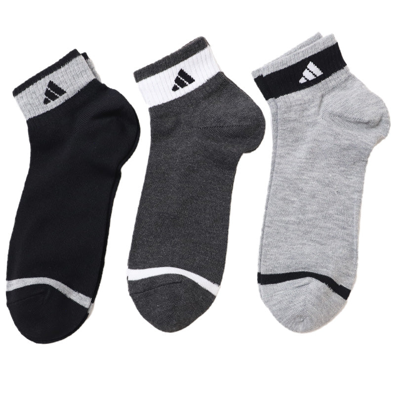 靴下 ショート ソックス メンズ 男子 adidas 3足組 24-26 26-28cm 中学生 高校生 黒 男性 くるぶし くつ下 ワンポイント 丈夫 スポーツソックス 黒 グレー 杢 (在庫限り)