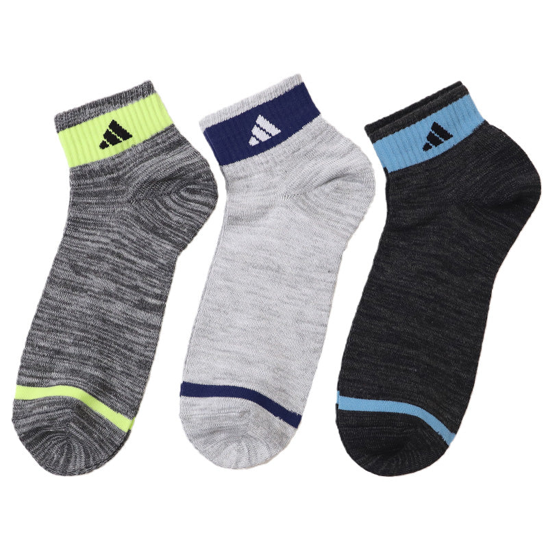 靴下 ショート ソックス メンズ 男子 adidas 3足組 24-26 26-28cm 中学生 高校生 黒 男性 くるぶし くつ下 ワンポイント 丈夫 スポーツソックス 黒 グレー 杢 (在庫限り)