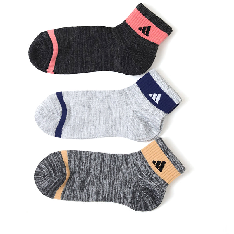 アディダス 靴下 レディース ショートソックス 女子 adidas 中学生 高校生 3足組 23-25cm 3足セット くるぶし スニーカー くつ下 ワンポイント 丈夫 スポーツソックス 迷彩 (在庫限り)