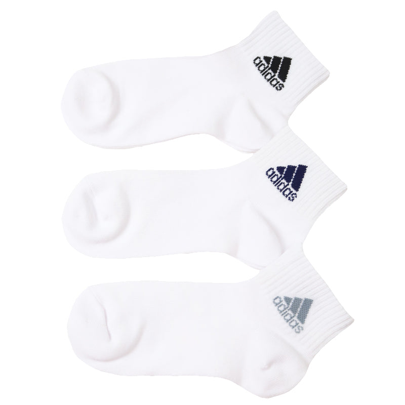 靴下 キッズ 子供用 ショートソックス 3足組 adidas 19-21cm~23-25cm ソックス スニーカーソックス 子ども ジュニア ワンポイント 丈夫 スポーツソックス (在庫限り)