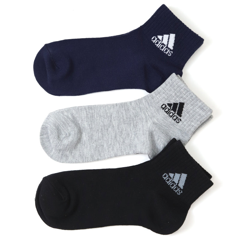 靴下 キッズ 子供用 ショートソックス 3足組 adidas 19-21cm~23-25cm ソックス スニーカーソックス 子ども ジュニア ワンポイント 丈夫 スポーツソックス (在庫限り)