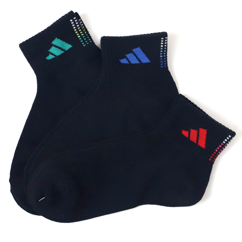 靴下 キッズ 子供用 ショートソックス 3足組 adidas 19-21cm~23-25cm ソックス 子ども ジュニア ワンポイント 丈夫 スポーツソックス (在庫限り)