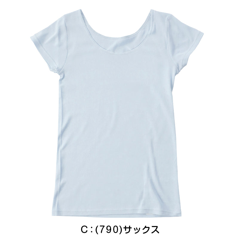 綿100% インナー レディース 半袖 シャツ 3分袖シャツ 福助 満足 M~LL 下着 女性 綿 白 黒 インナーシャツ 無地 肌着 (在庫限り)