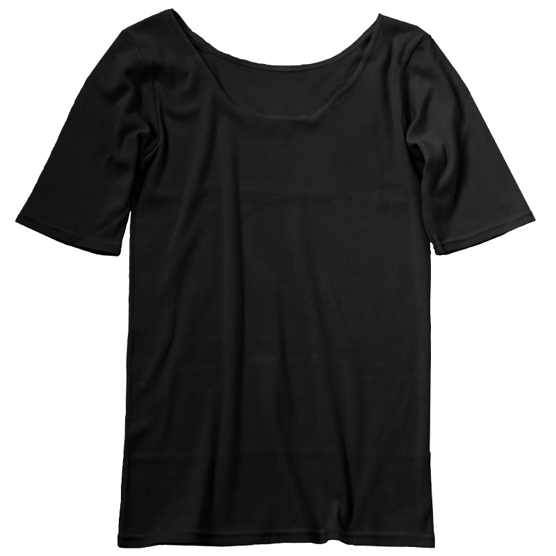 綿100% インナー レディース 5分袖 シャツ 半袖 福助 満足 M~LL 下着 女性 綿 白 黒 インナーシャツ 無地 肌着 婦人 (在庫限り)