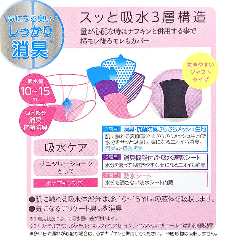 吸水 サニタリーショーツ 昼用 軽い日用 ナプキン対応 スタンダード M~LL 福助 サニタリー スクール 吸水パンツ 生理用パンツ スタイリング満足 満足 (在庫限り)