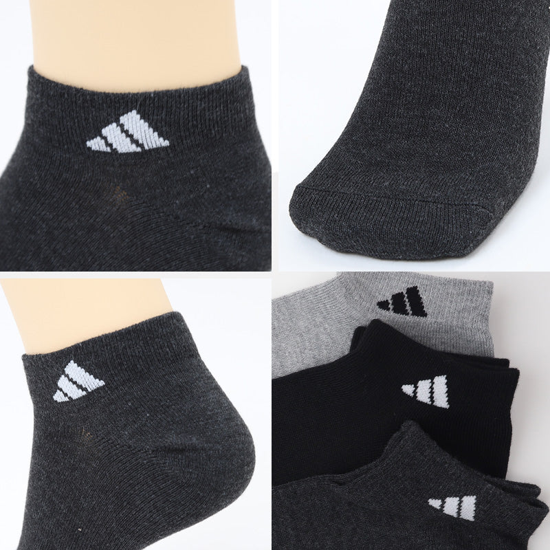 靴下 メンズ 男性 ショートソックス 3足組 adidas 24-26~28-30cm スニーカーソックス くつ下 ワンポイント 丈夫 スポーツソックス くるぶし丈 白 グレー 黒 くつした ハイカット スクール アディダス
