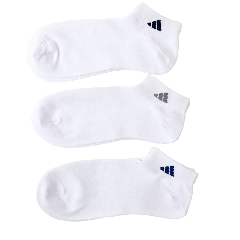 靴下 メンズ 男性 ショートソックス 3足組 adidas 24-26~28-30cm スニーカーソックス くつ下 ワンポイント 丈夫 スポーツソックス くるぶし丈 白 グレー 黒 くつした ハイカット スクール アディダス
