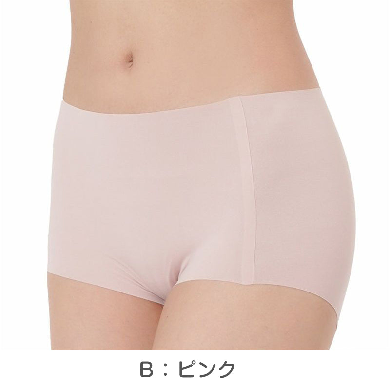 シームレス ショーツ ボクサー ひびきにくい 満足 M~LL レディース 婦人 女性 下着 インナー 縫い目なし 1分丈 薄着 スタイリング満足