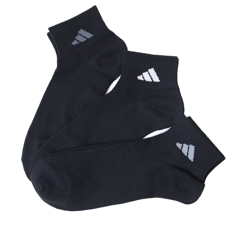 靴下 アディダス ショート ソックス メンズ 男子 adidas 3足組 24-26cm~28-30cm 中学生 高校生 黒 男性 くるぶし くつ下 ワンポイント 丈夫 スポーツソックス 黒 グレー 杢
