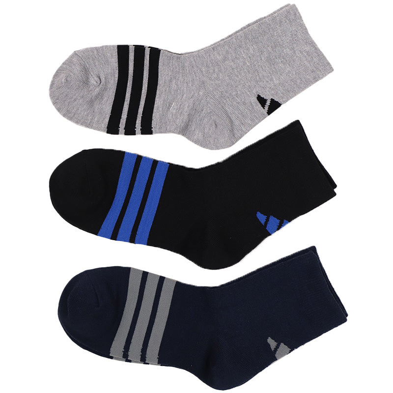 アディダス 靴下 暖かい カジュアル丈 ソックス 冬 厚手 adidas 3足組 19-21cm~23-25cm キッズ 福助 学校 学生 高校 中学校 足首厚地 温かい 暖か 黒 紺 丈夫