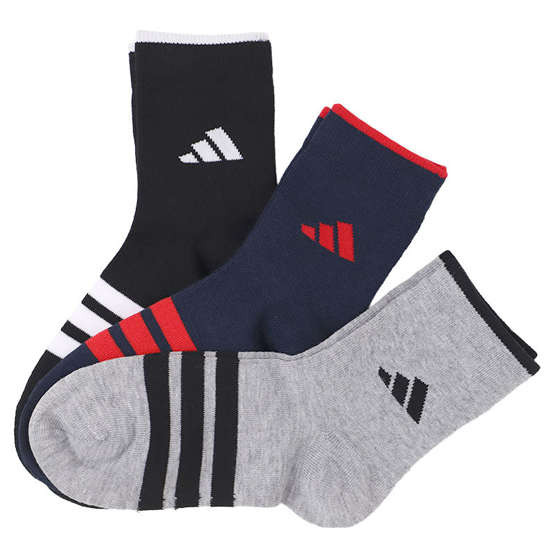 アディダス 靴下 暖かい カジュアル丈 ソックス 冬 厚手 adidas 3足組 19-21cm~23-25cm キッズ 福助 学校 学生 高校 中学校 足首厚地 温かい 暖か 黒 紺 丈夫