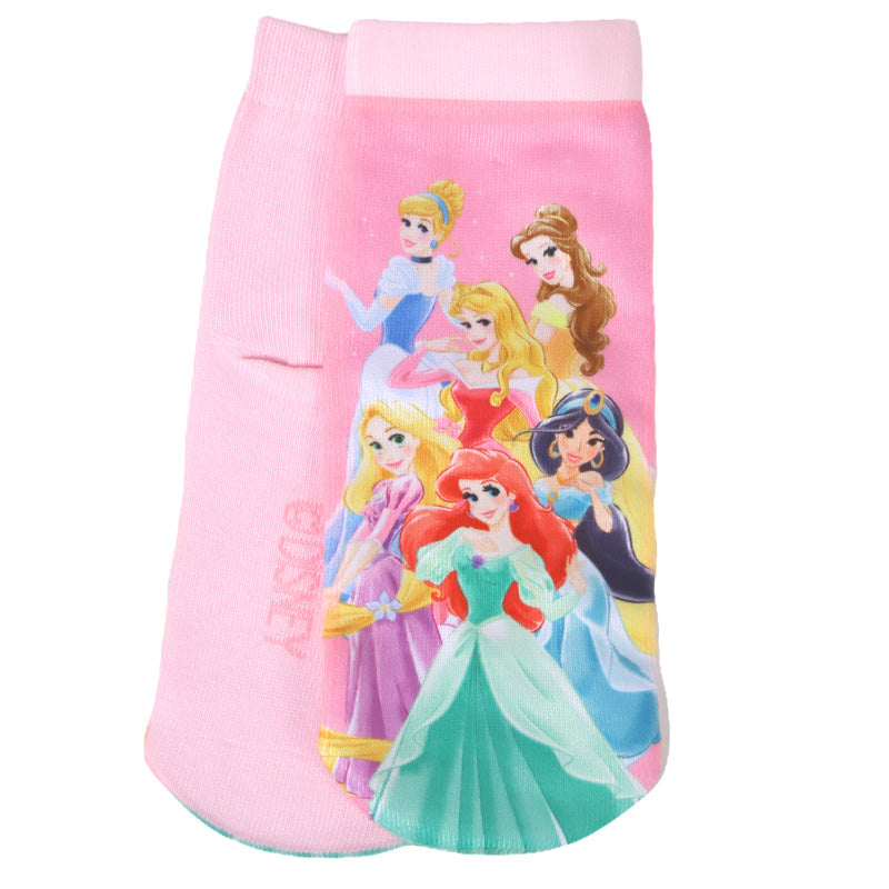 ディズニー プリンセス ソックス キッズ 靴下 子供 女の子 フロントクルー丈 13-19cm 子ども くつ下 Disney エルサ ラプンツェル アリエル ジャスミン 福助