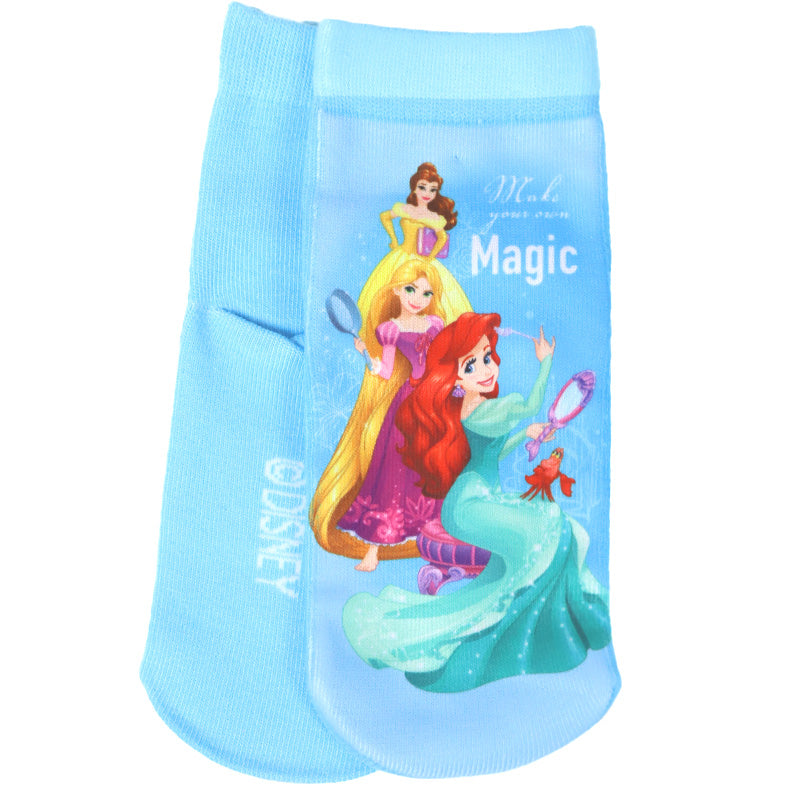 ディズニー プリンセス ソックス キッズ 靴下 子供 女の子 フロントクルー丈 13-19cm 子ども くつ下 Disney エルサ ラプンツェル アリエル ジャスミン 福助