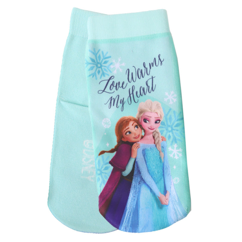 ディズニー プリンセス ソックス キッズ 靴下 子供 女の子 フロントクルー丈 13-19cm 子ども くつ下 Disney エルサ ラプンツェル アリエル ジャスミン 福助