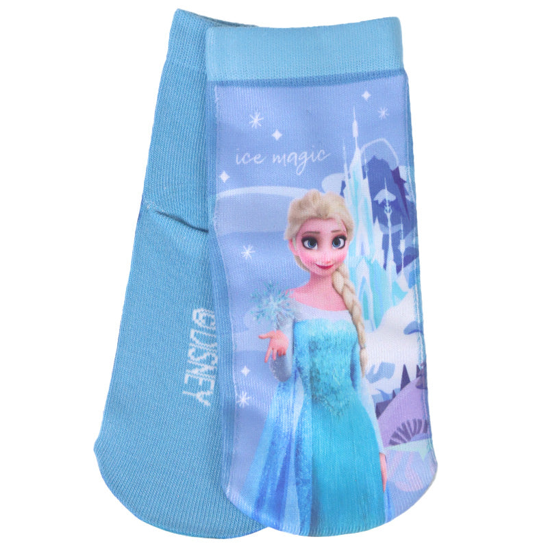 ディズニー プリンセス ソックス キッズ 靴下 子供 女の子 フロントクルー丈 13-19cm 子ども くつ下 Disney エルサ ラプンツェル アリエル ジャスミン 福助