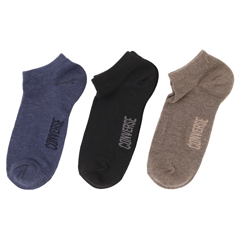 CONVERSE コンバース メンズ 靴下 ソックス スニーカー丈 3足組 綿混 25-27cm つま先かかと補強 ショートソックス スニーカーソックス 3足セット 3P 男性 紳士 カジュアルソックス 普段使い 通勤 通学 洗い替え まとめ買い 丈夫 デイリー