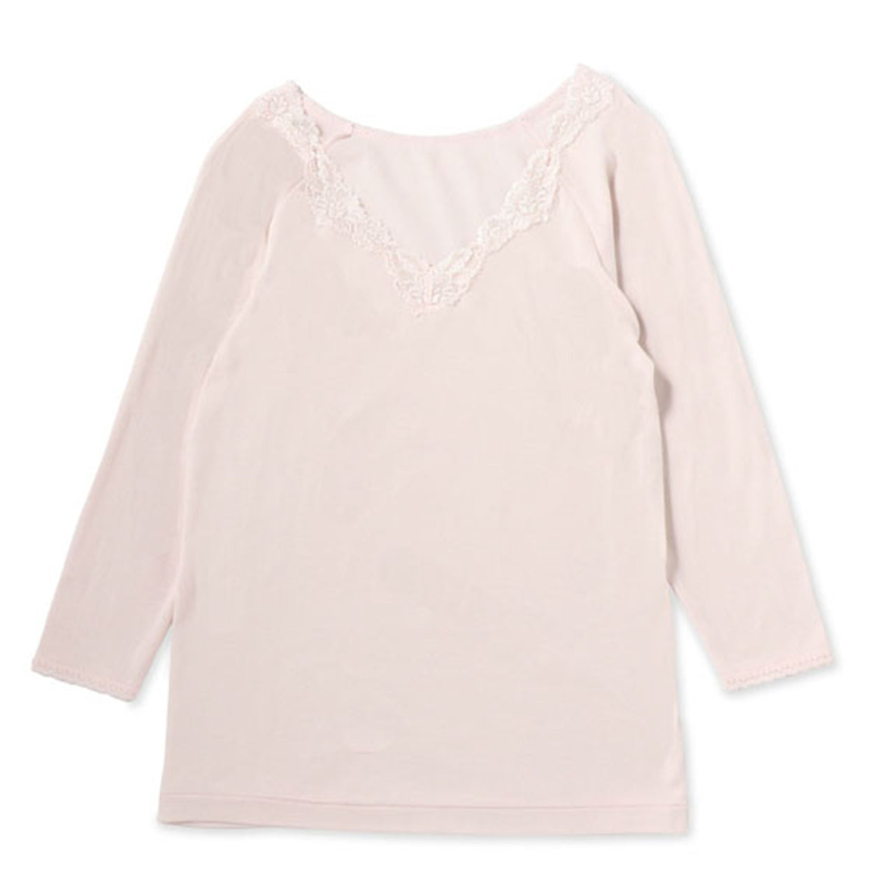 福助 インナー 綿100% 7分袖 シャツ レディース M~LL フクスケ 長袖 肌着 下着 女性 vネック コットン 婦人 レース