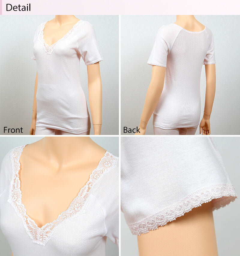 福助 インナー 綿100% 3分袖 シャツ レディース M~LL フクスケ 半袖 肌着 下着 コットン 婦人