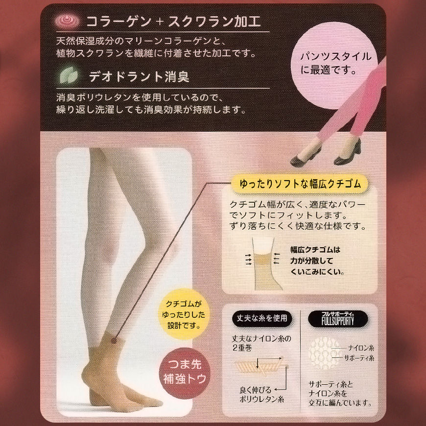 アツギ スリムライン 厚手 ストッキング くるぶし丈 クチゴムゆったり 22-25cm ショートストッキング 厚地 レディース 婦人 女性 くるぶし パンツスタイル ベージュ 黒 しめつけない (在庫限り)