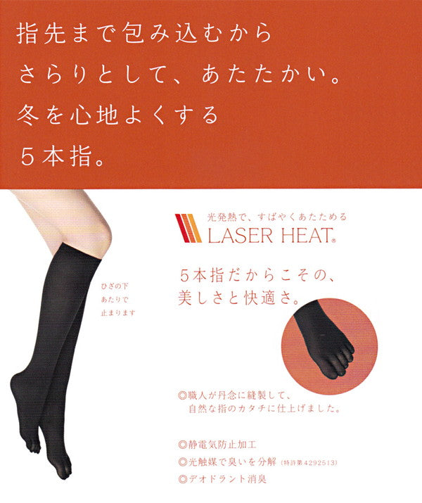 アツギ ASTIGU 指 80デニール ひざ下丈 5本指発熱タイツ (22-25cm) (ATSUGI アスティーグ レディース 婦人 女性 タイツ 靴下 大人 下着 あったかい プレゼント 五本指タイツ 暖かい カラータイツ) (在庫限り)