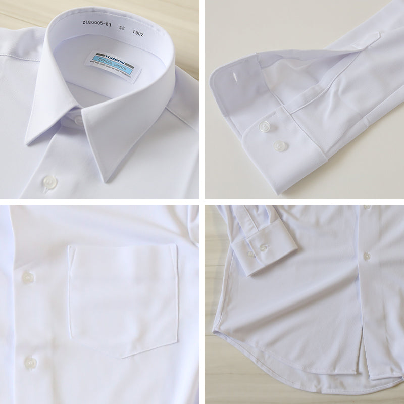 トンボ スクールシャツ 男子 長袖 ストレッチ ニット 学生服 シャツ SS~BEL (制服 中学生 高校生 学校 ノーアイロン 透けにくい 男の子) (送料無料)