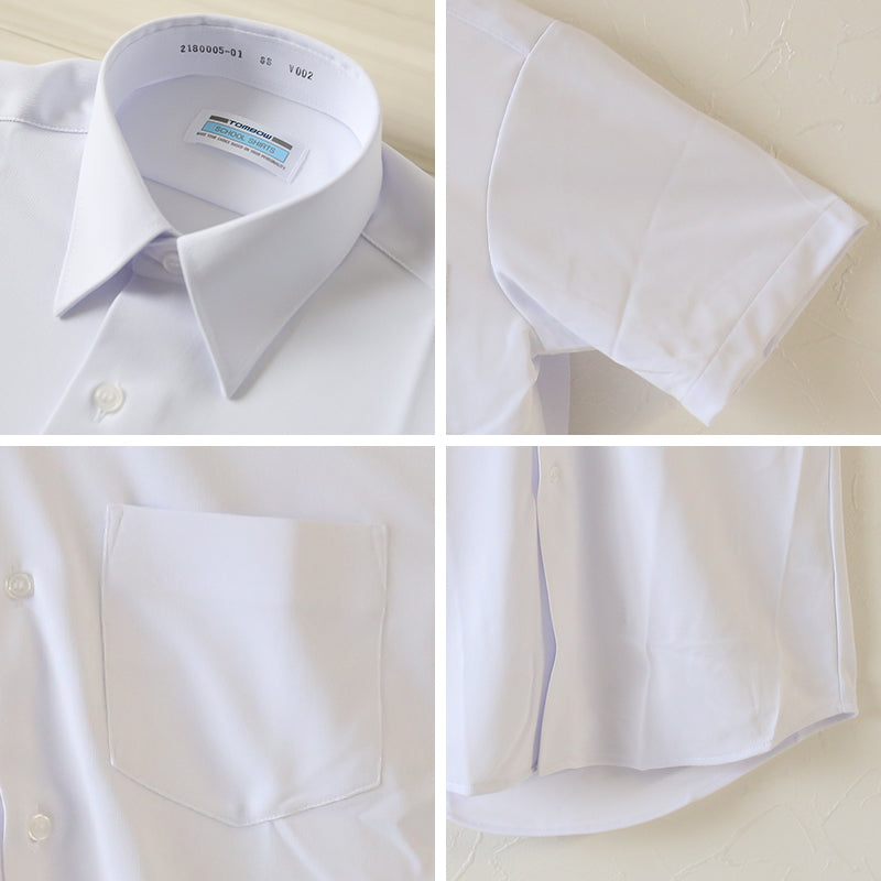 トンボ スクールシャツ 男子 半袖 ストレッチ ニット 学生服 シャツ SS~BEL (制服 中学生 高校生 学校 ノーアイロン 透けにくい 男の子)