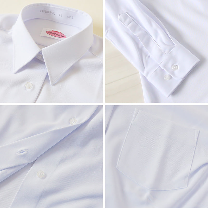 トンボ スクールシャツ 女子 長袖 ストレッチ ニット 学生服 シャツ SS~BEL (制服 中学生 高校生 学校 ノーアイロン 透けにくい 女の子) (送料無料)