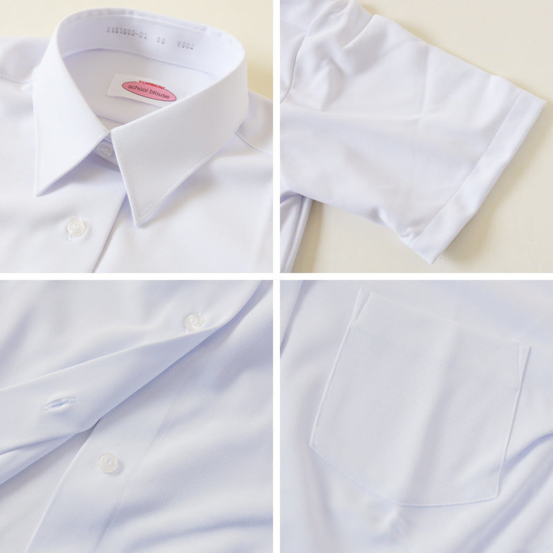 トンボ スクールシャツ 女子 半袖 ストレッチ ニット 学生服 シャツ SS~BEL (制服 中学生 高校生 学校 ノーアイロン 透けにくい 女の子)