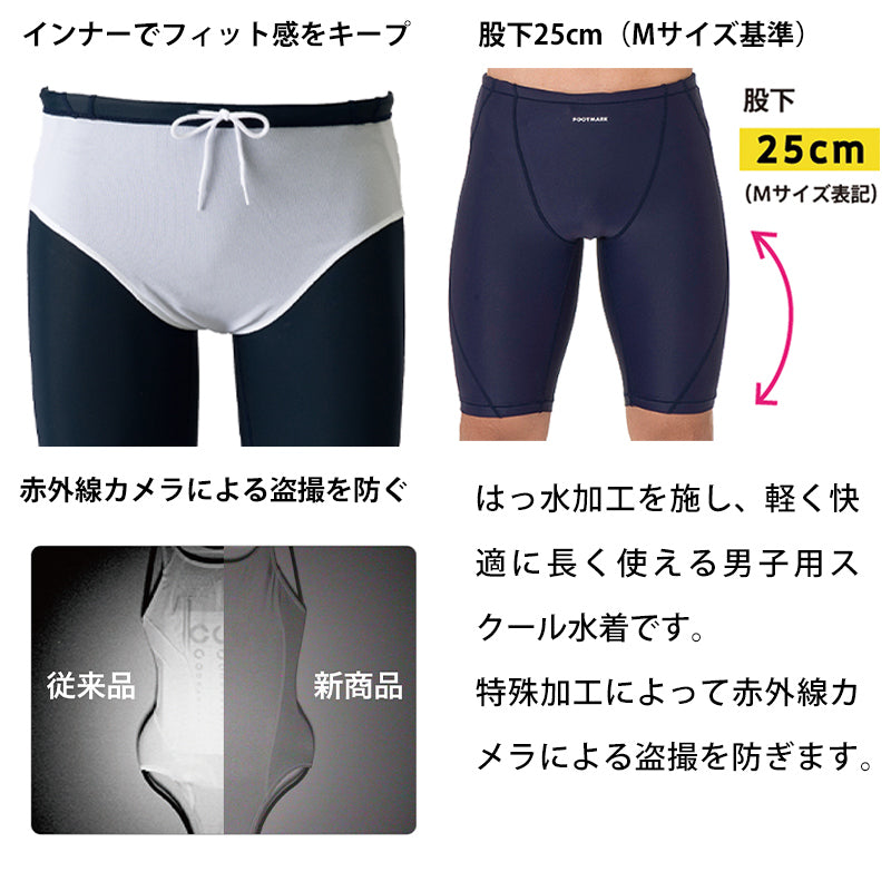 スクール水着 男の子 トランクス インナーつき UVカット 紫外線対策 UPF50+ ストレッチ素材 盗撮防止 小学生 こども 3L~6L (スイミング 子ども ジュニア スイムウェア 水泳 学校 授業 海水浴 マリンスポーツ 3L 4L 5L 6L)