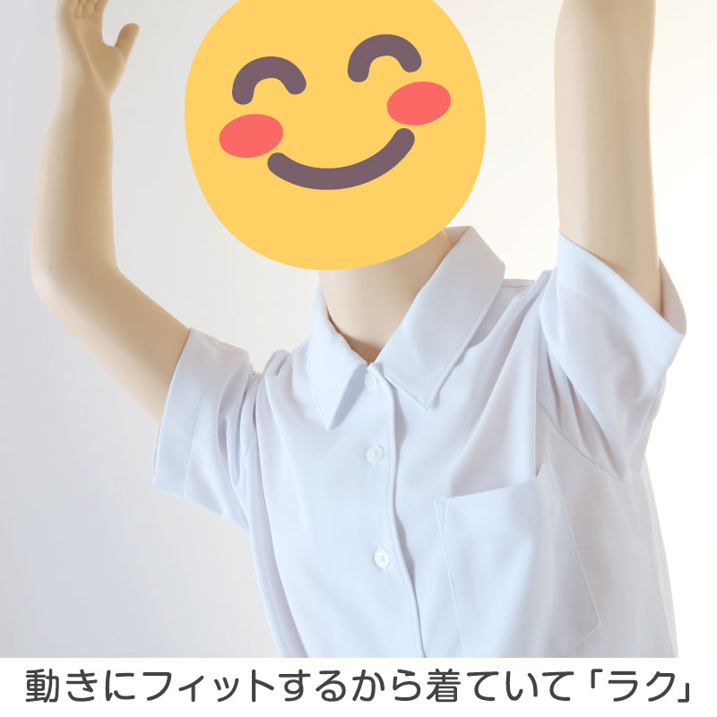 中学生 高校生 ニット 半袖 角襟 ブラウス スクールブラウス 145A~180B 富士ヨット スクールシャツ 通学 女の子 女子 学生 150 155 160 165 170 175 (送料無料)