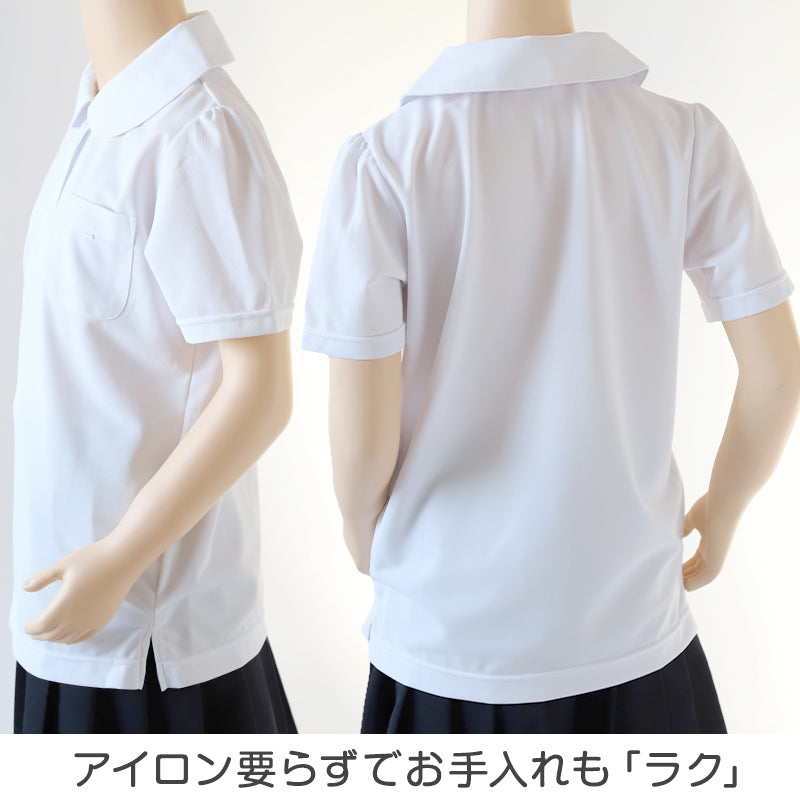 小学生 ニット 半袖 丸襟 ポロシャツ 100A~160A 富士ヨット スクールシャツ 女の子 女子 学生 120 130 140 150