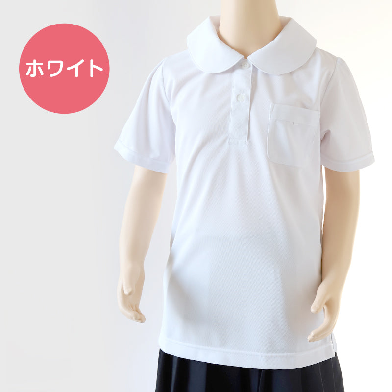 小学生 ニット 半袖 丸襟 ポロシャツ 100A~160A 富士ヨット スクールシャツ 女の子 女子 学生 120 130 140 150