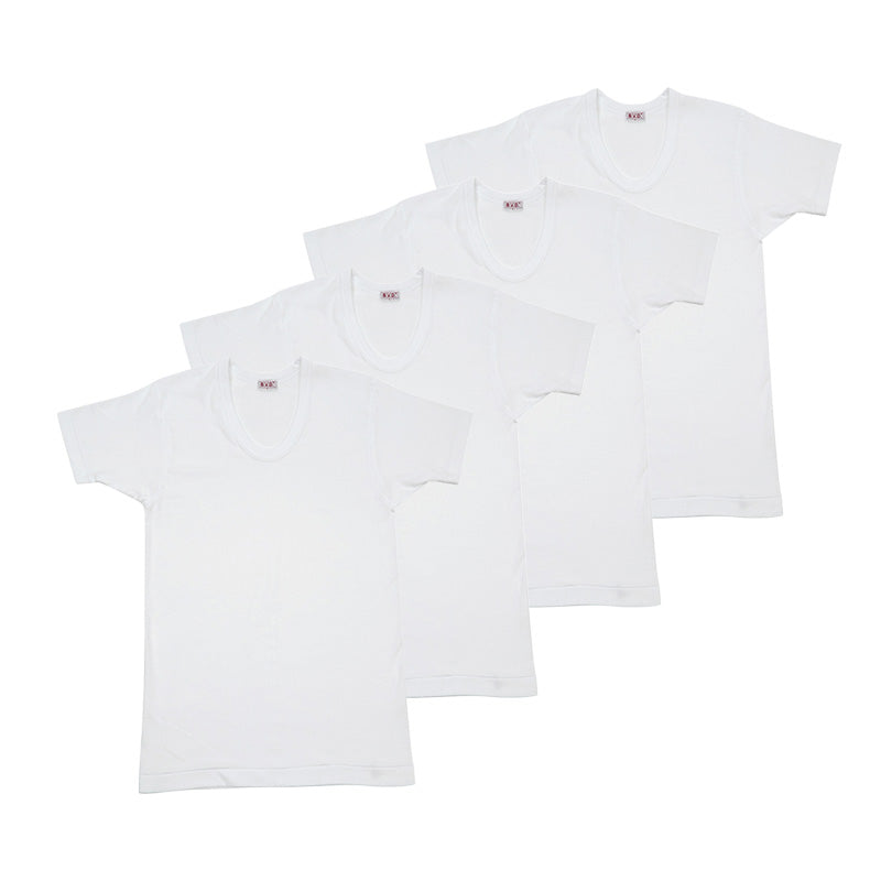BVD 半袖 U首 Tシャツ メンズ インナー 下着 綿100 白 4枚セット S M L 大きいサイズ 快適 薄手 通気性 肌着 白シャツ スクール シャツイン 重ね着用 ブランド インナーウェア セット お得 着心地良い ギフト プレゼント 父の日 敬老の日