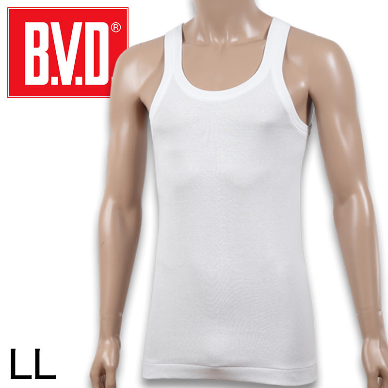 BVD メンズ タンクトップ 綿100% LL (コットン ランニング シャツインナー 下着 男性 紳士 白 ホワイト 大きいサイズ)