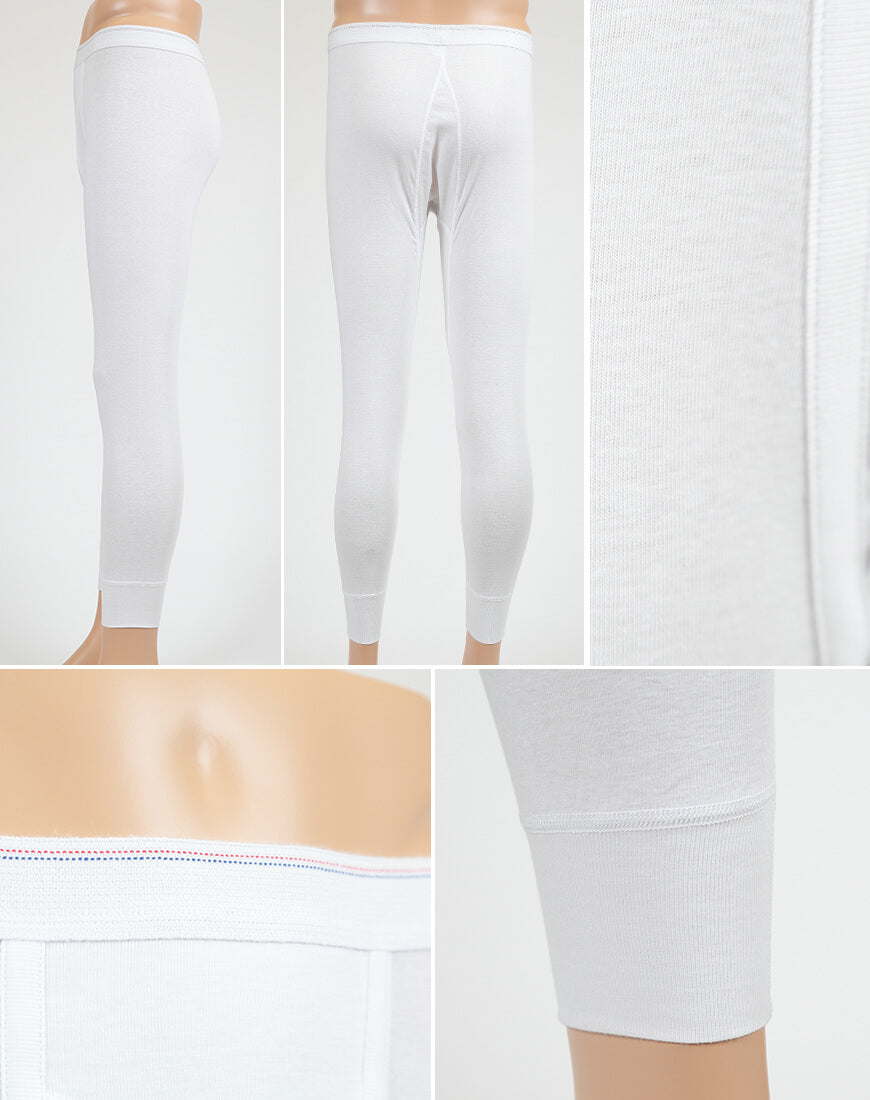 BVD メンズ 8分丈ステテコ 綿100% LL (コットン 前開き ももひき パンツ ボトムス インナー 下着 男性 紳士 白 ホワイト)