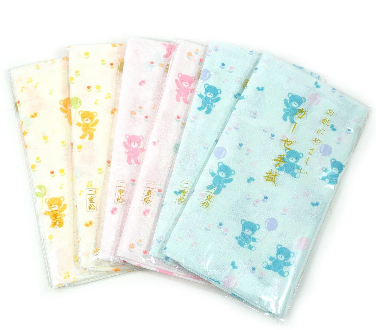 日本製 綿100% 二重袷ガーゼ手ぬぐい 6枚組 約35×88cm (てぬぐい ふきん おしぼり ハンカチ) (取寄せ)