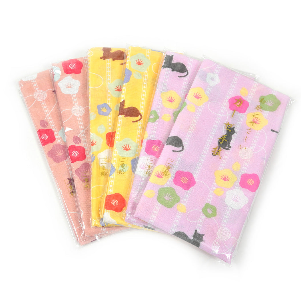 日本製 綿100% 二重袷ガーゼ手ぬぐい 6枚組 約35×88cm (てぬぐい ふきん おしぼり ハンカチ) (取寄せ)