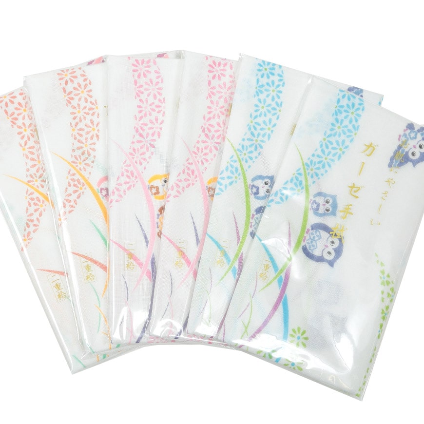日本製 綿100% 二重袷ガーゼ手ぬぐい 6枚組 (約35×88cm) (国産 国内生産 てぬぐい 豆絞り 豆しぼり まめしぼり 布巾 ふきん 台拭き おしぼり お手拭き ハンカチ ウォッシュタオル ハンドタオル 洗顔 粗品 コットン100% かわいい) (取寄せ)