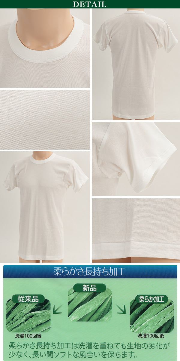 グンゼ 綿 肌着 メンズ 半袖 2枚組 M~LL (綿100% インナー tシャツ 下着 インナーシャツ 白 無地 シャツ 丸首 男性)