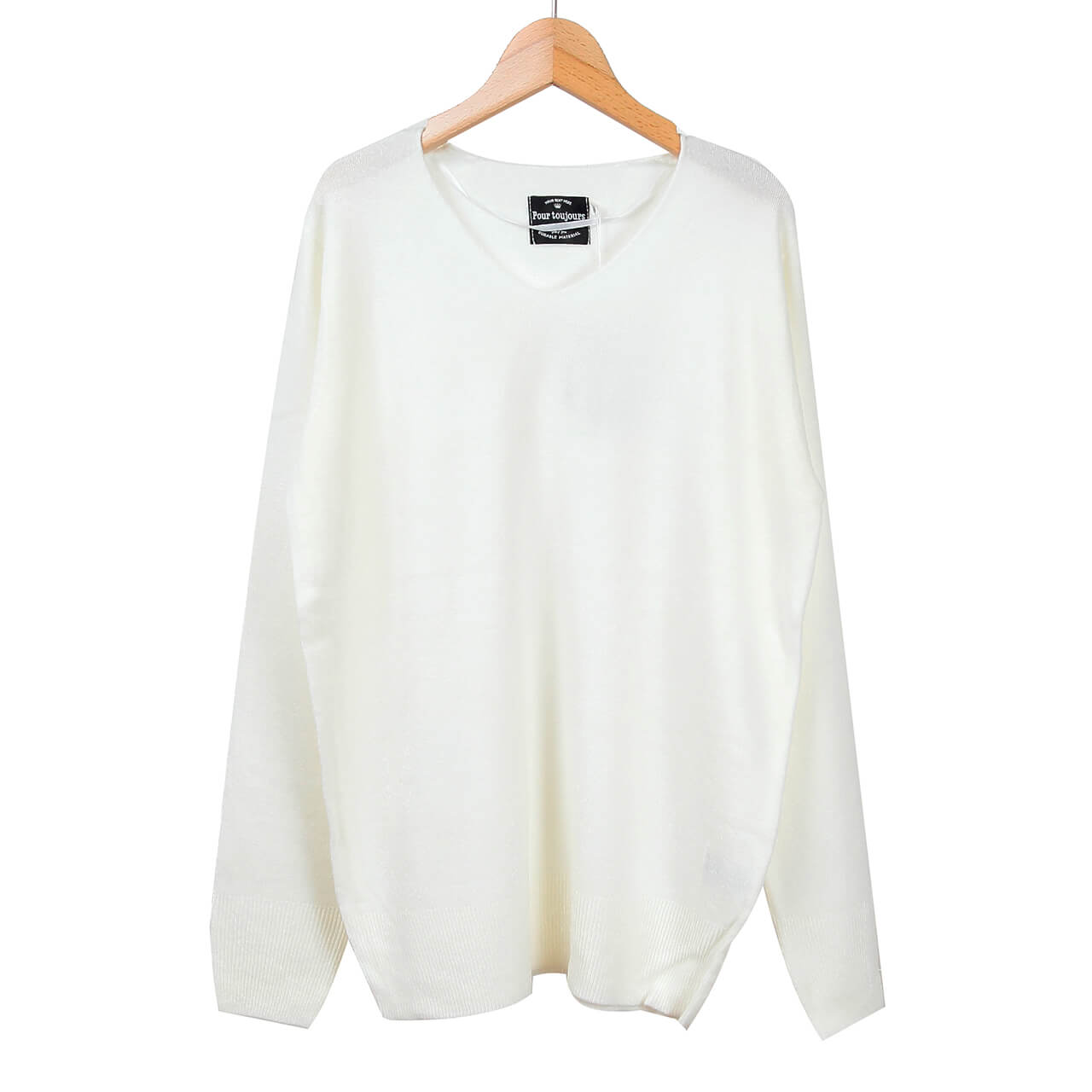 レディース セーター Vネック ニット M・L (長袖 秋服 冬服 トップス 女性 ファッション ハイネック 無地 シンプル カジュアル) (在庫限り)