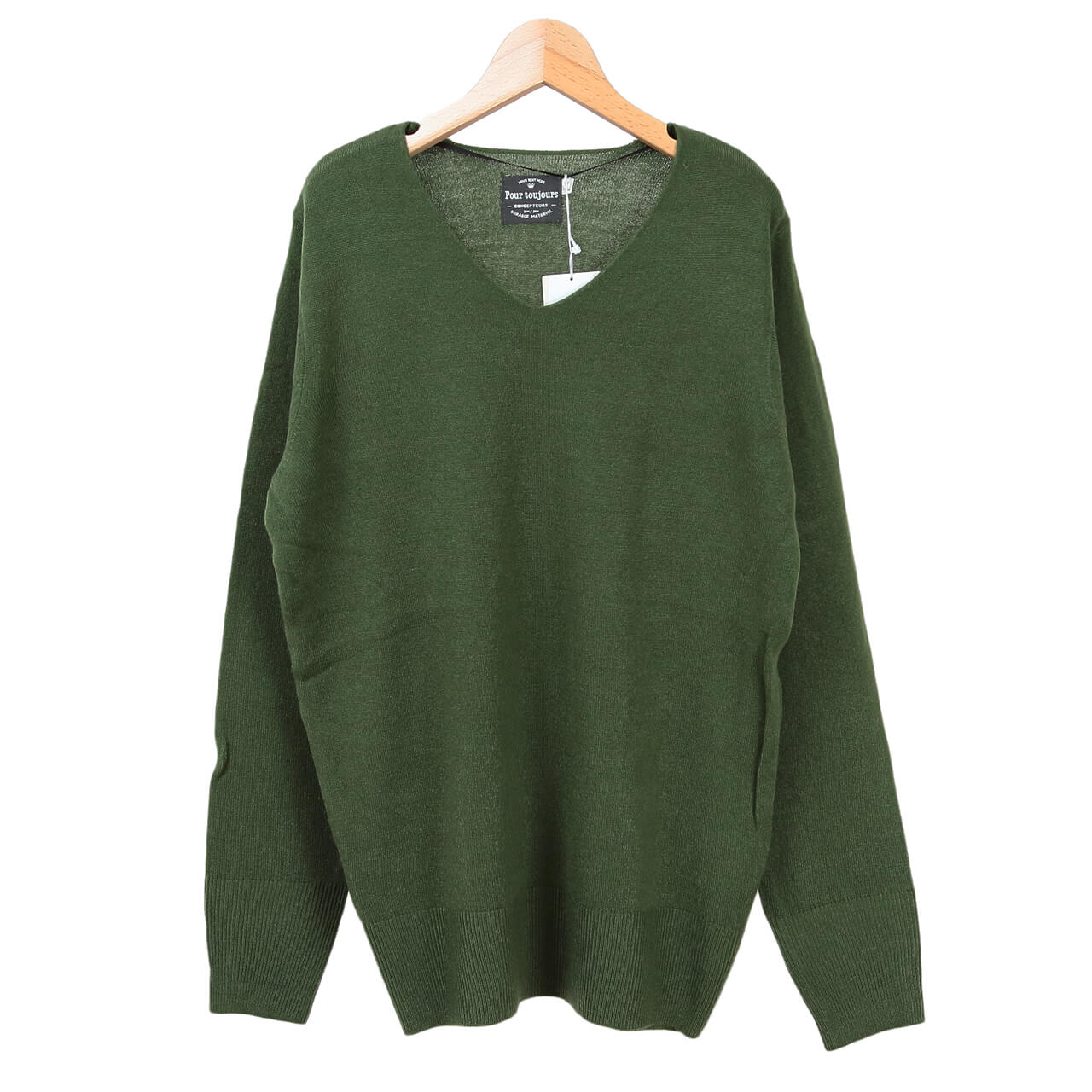 レディース セーター Vネック ニット M・L (長袖 秋服 冬服 トップス 女性 ファッション ハイネック 無地 シンプル カジュアル) (在庫限り)