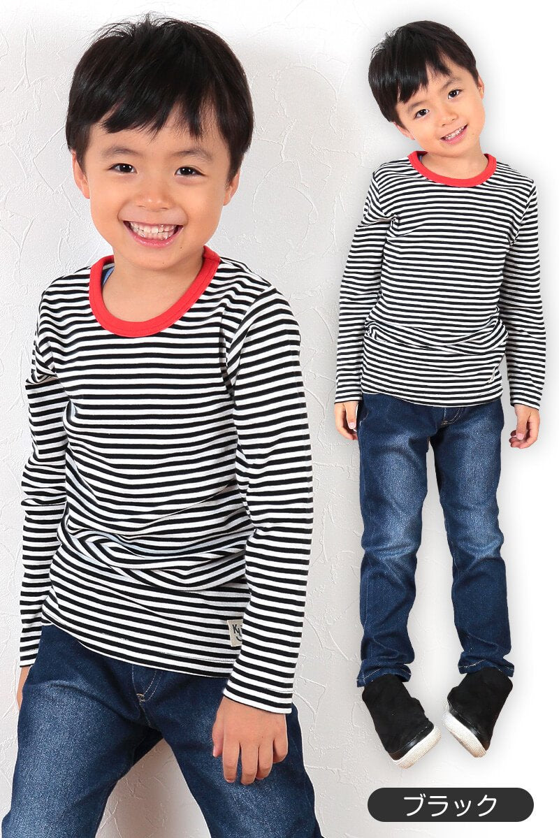子供 長袖Tシャツ ボーダー キッズ 男の子 女の子 100cm~130cm 子供服 長袖 tシャツ ボーダー柄 綿100% コットン ロングTシャツ ロンT (送料無料) (在庫限り)