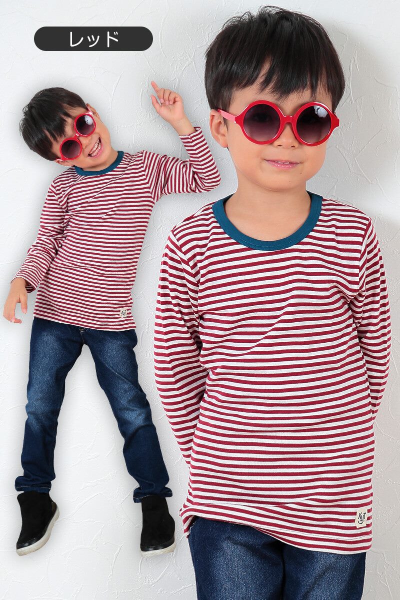 子供 長袖Tシャツ ボーダー キッズ 男の子 女の子 100cm~130cm 子供服 長袖 tシャツ ボーダー柄 綿100% コットン ロングTシャツ ロンT (送料無料) (在庫限り)